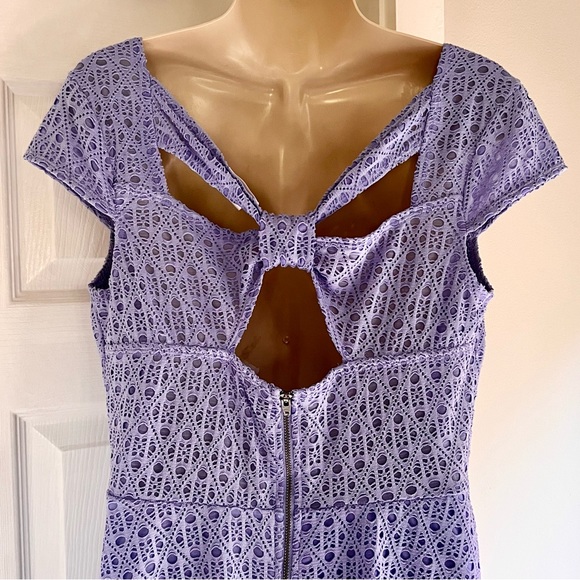 Xhilaration Periwinkle Blue Eyelet Lace A-Line Dress Cut Out Back Cap Sleeves L - Picture 6 of 6